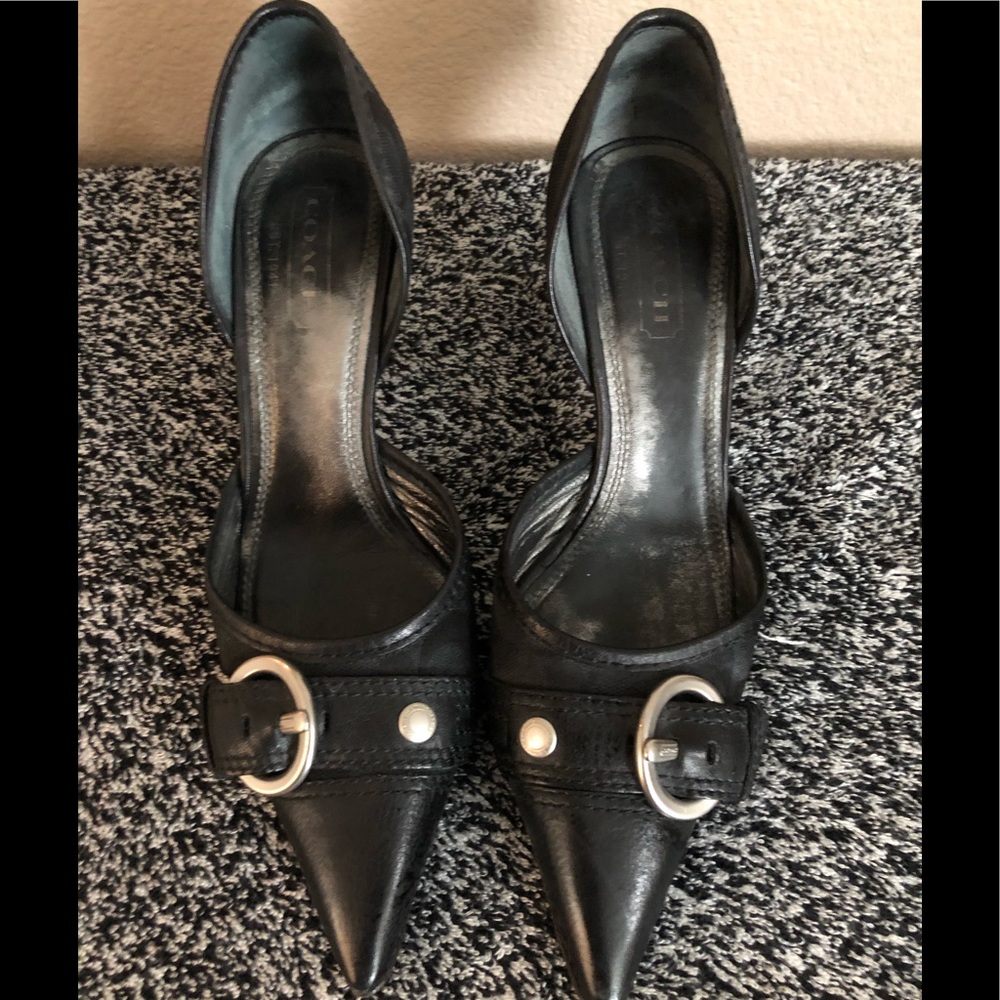 Coach Black Pointy Toe Heels 7